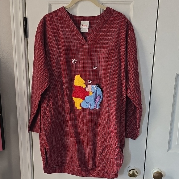 Disney Kids Red Plaid Sweatshirt with Winnie the Pooh and Eeyore - Picture 1 of 5